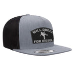Will Dance For Diesel Flat Bill Hat - Heather Black