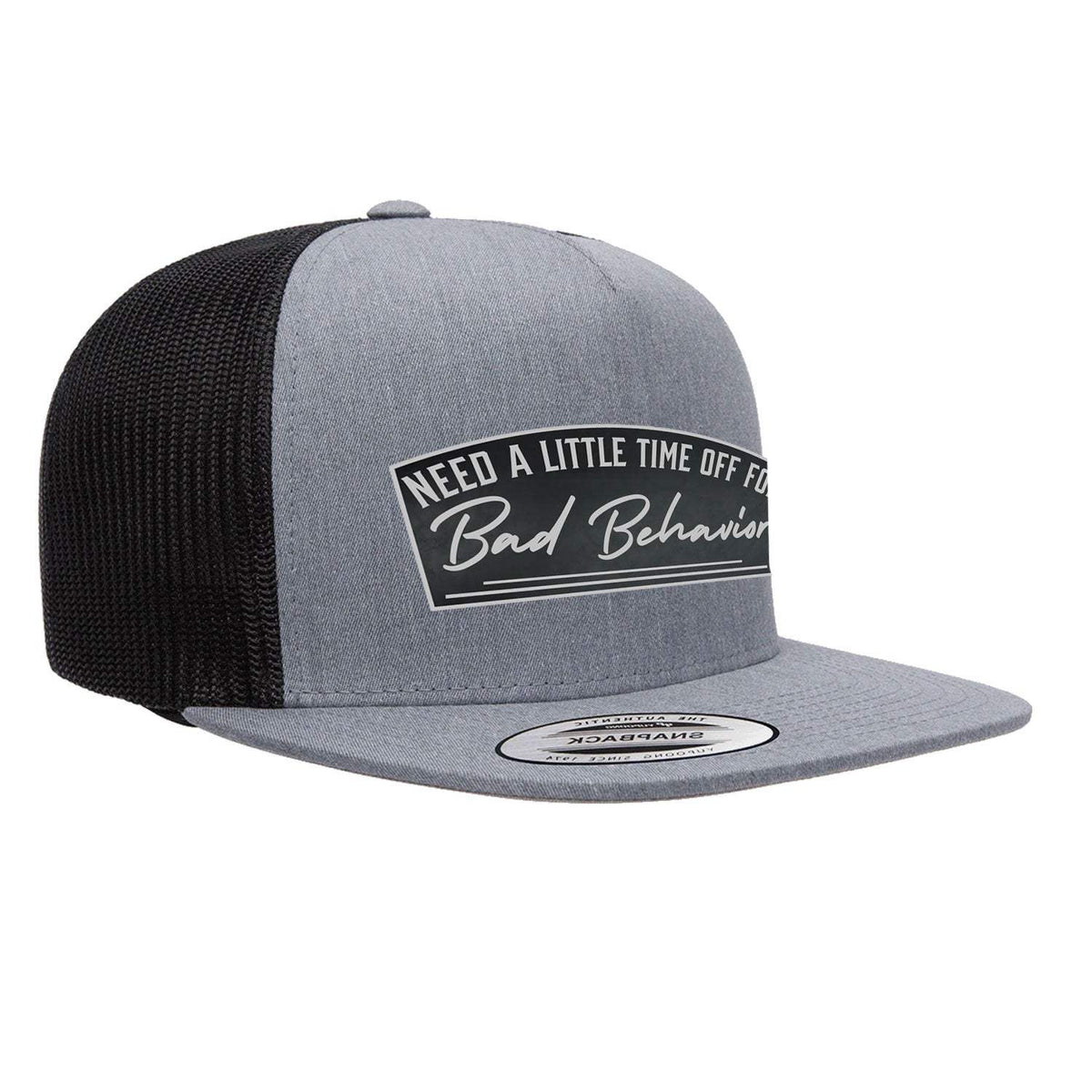 Need A Little Time Off For Bad Behavior Flat Bill Hat - Heather Black