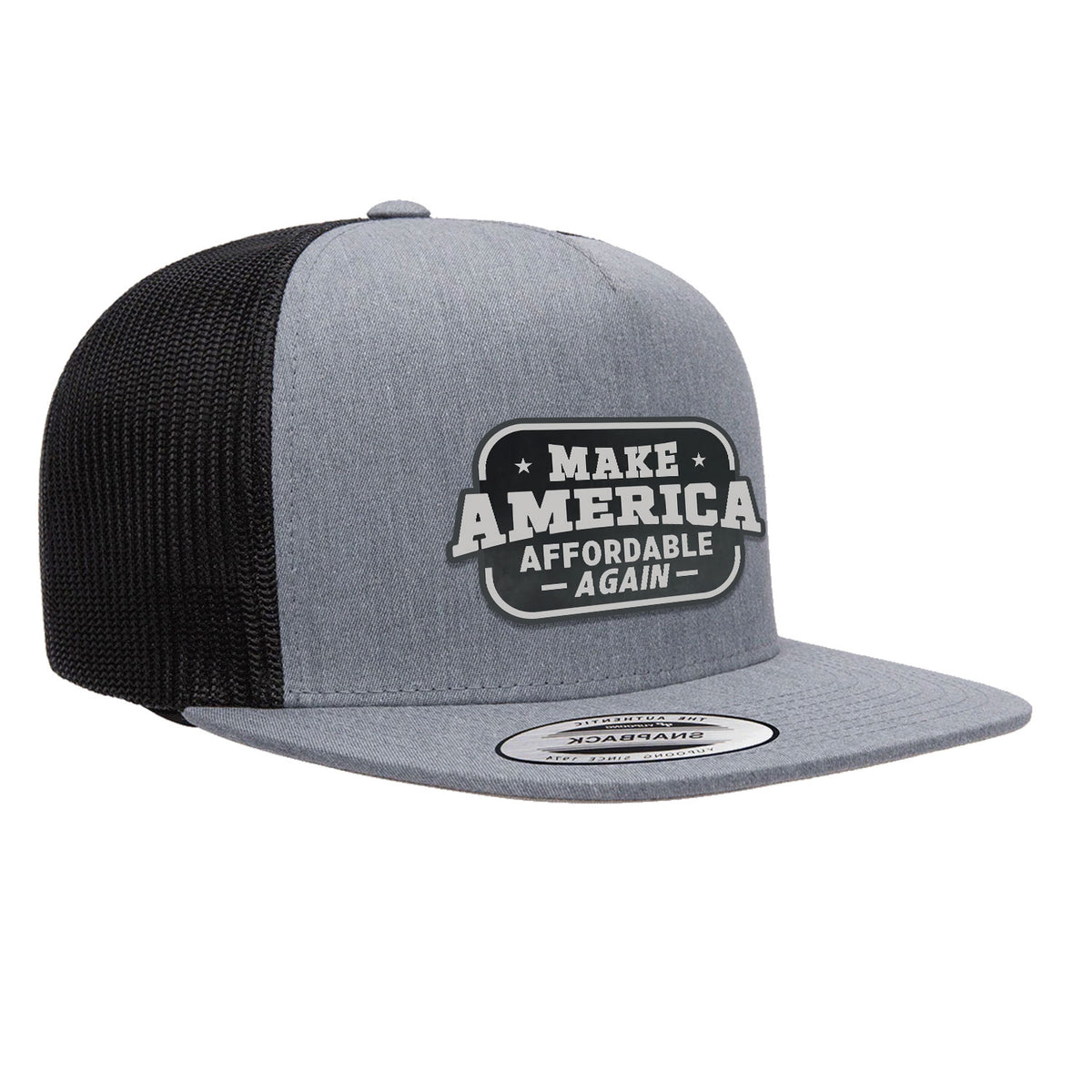 Make America Affordable Again Flat Bill Hat - Heather Black