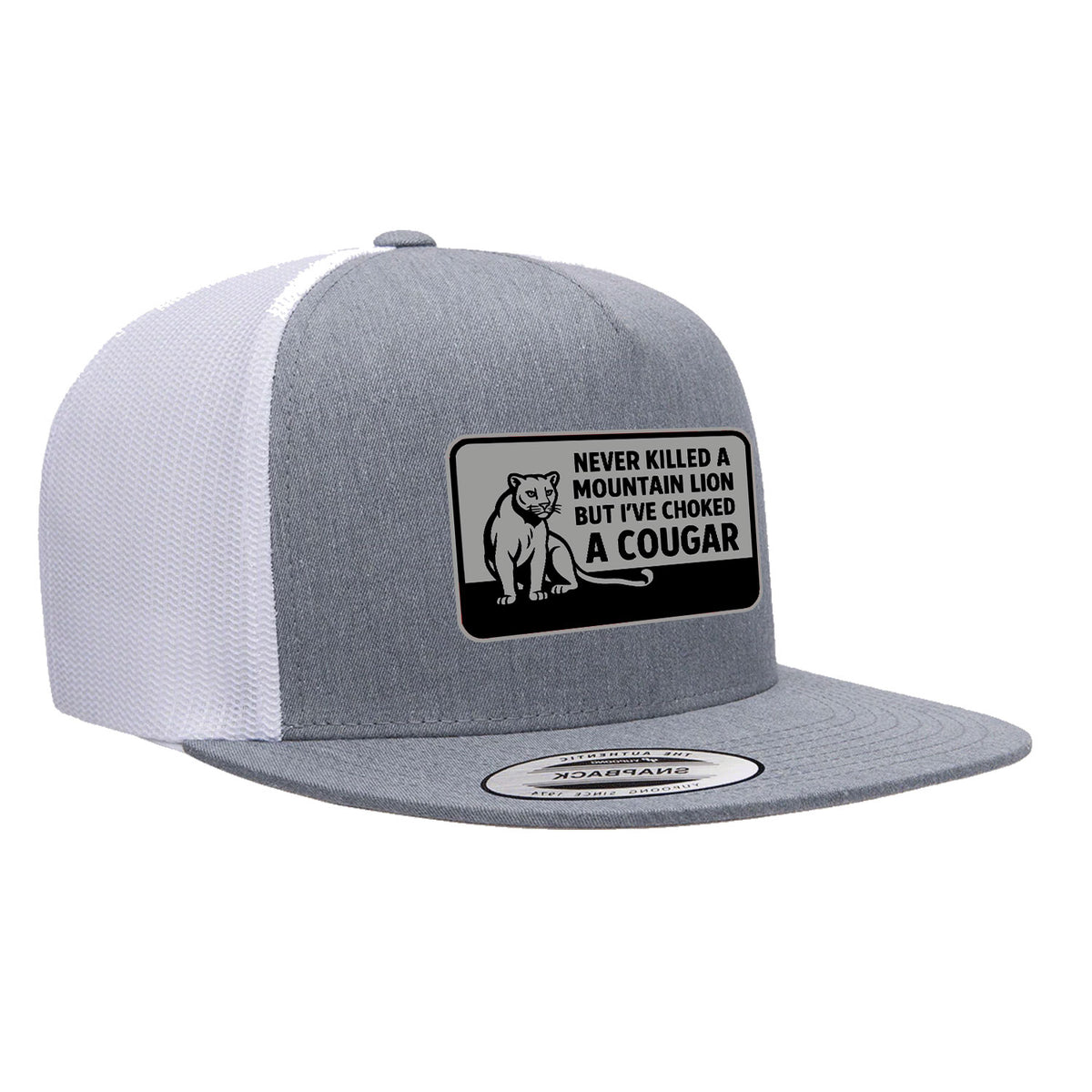 Choked A Cougar Flat Bill Leather Patch Hat