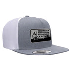 Choked A Cougar Flat Bill Leather Patch Hat - Heather White