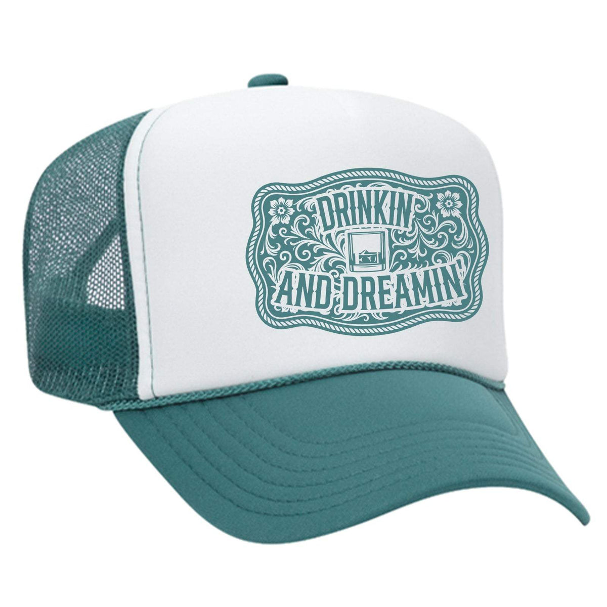 Drinkin' And Dreamin' Foam Trucker Hat - Jade / White