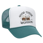 Good Timin' Woman Foam Trucker Hat - Jade / White