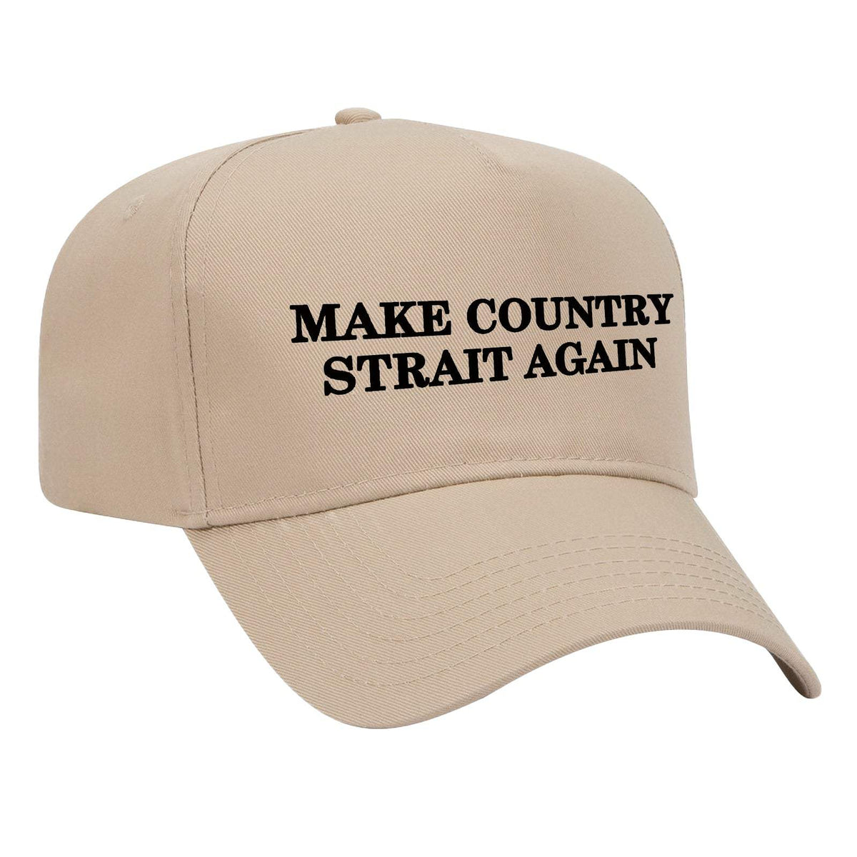 Make Country Strait Again Embroidered Mid-Profile Hat - Khaki