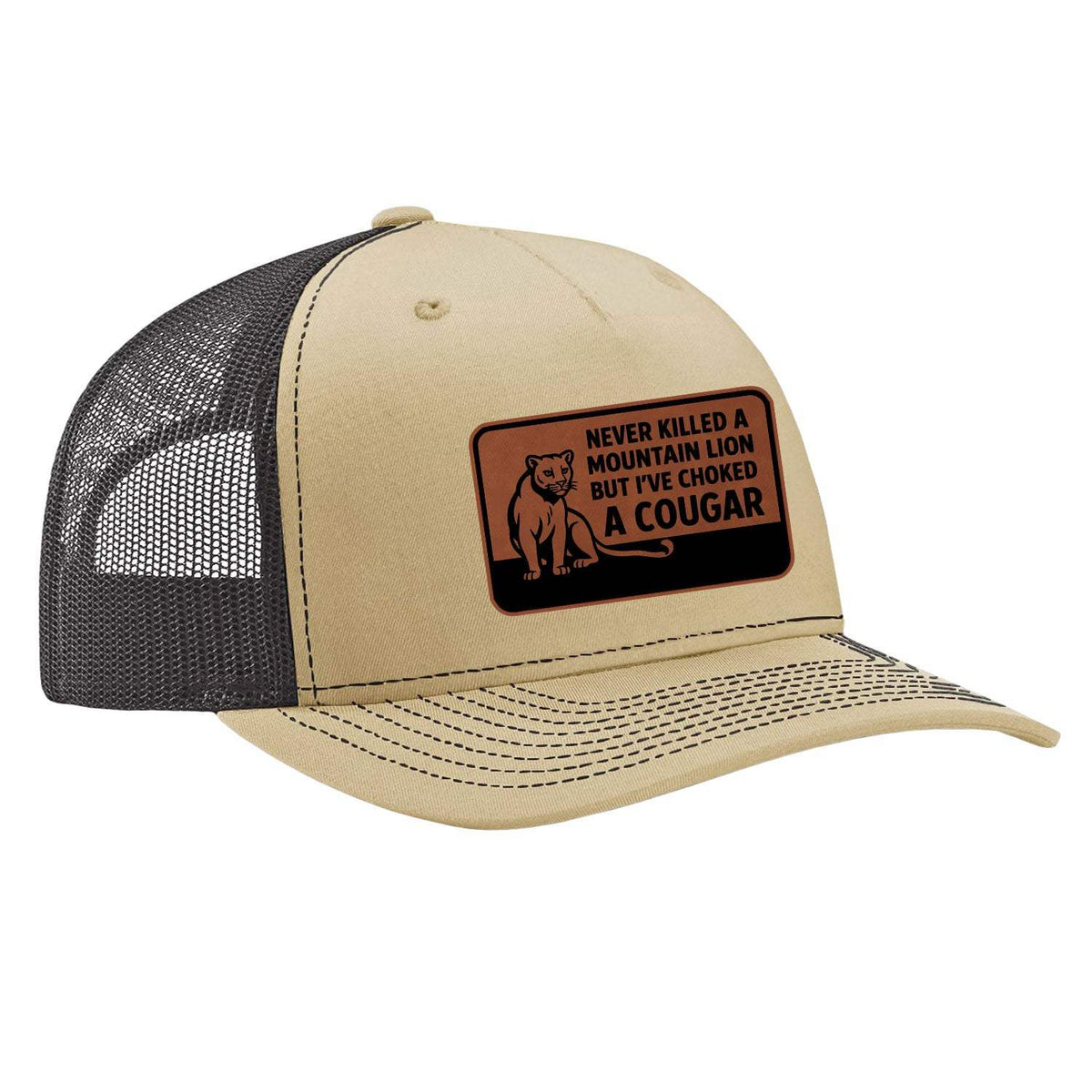 Choked A Cougar Classic Trucker Hat - Khaki / Coffee