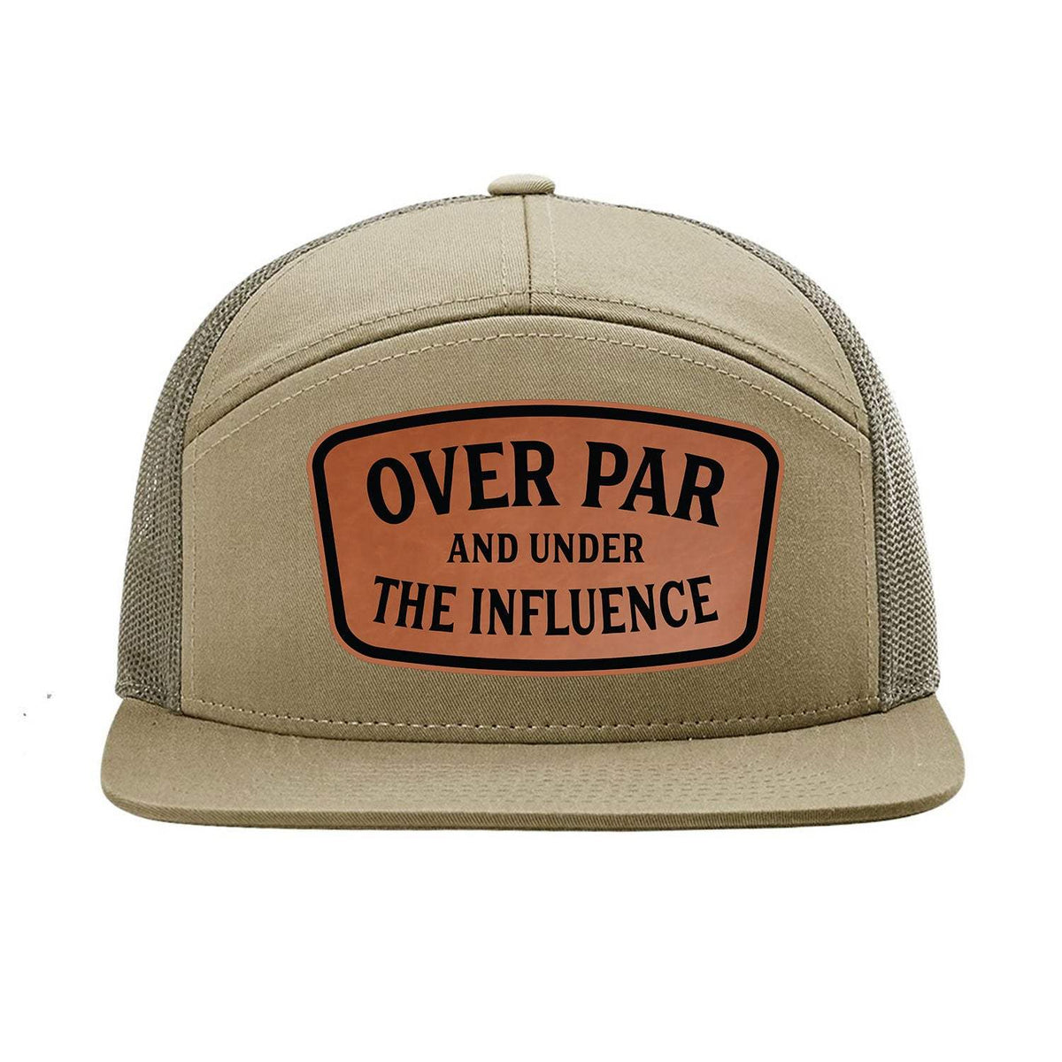 Over Par And Under The Influence 7 Panel Hat - Khaki / Loden
