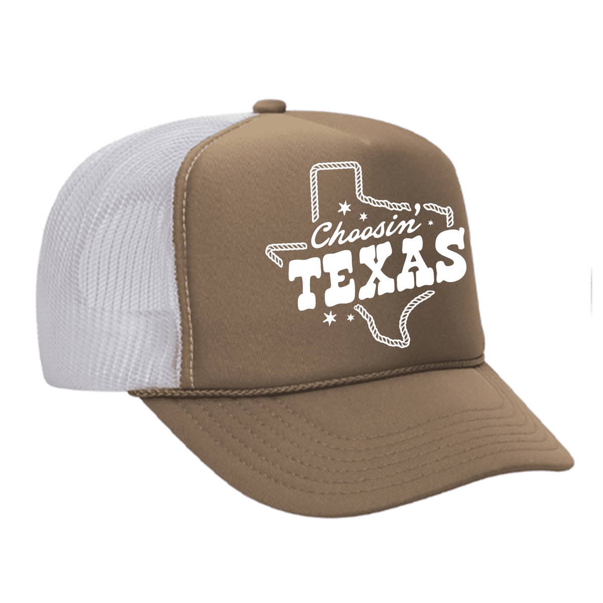 Choosin' Texas Foam Trucker Hat - Khaki / White