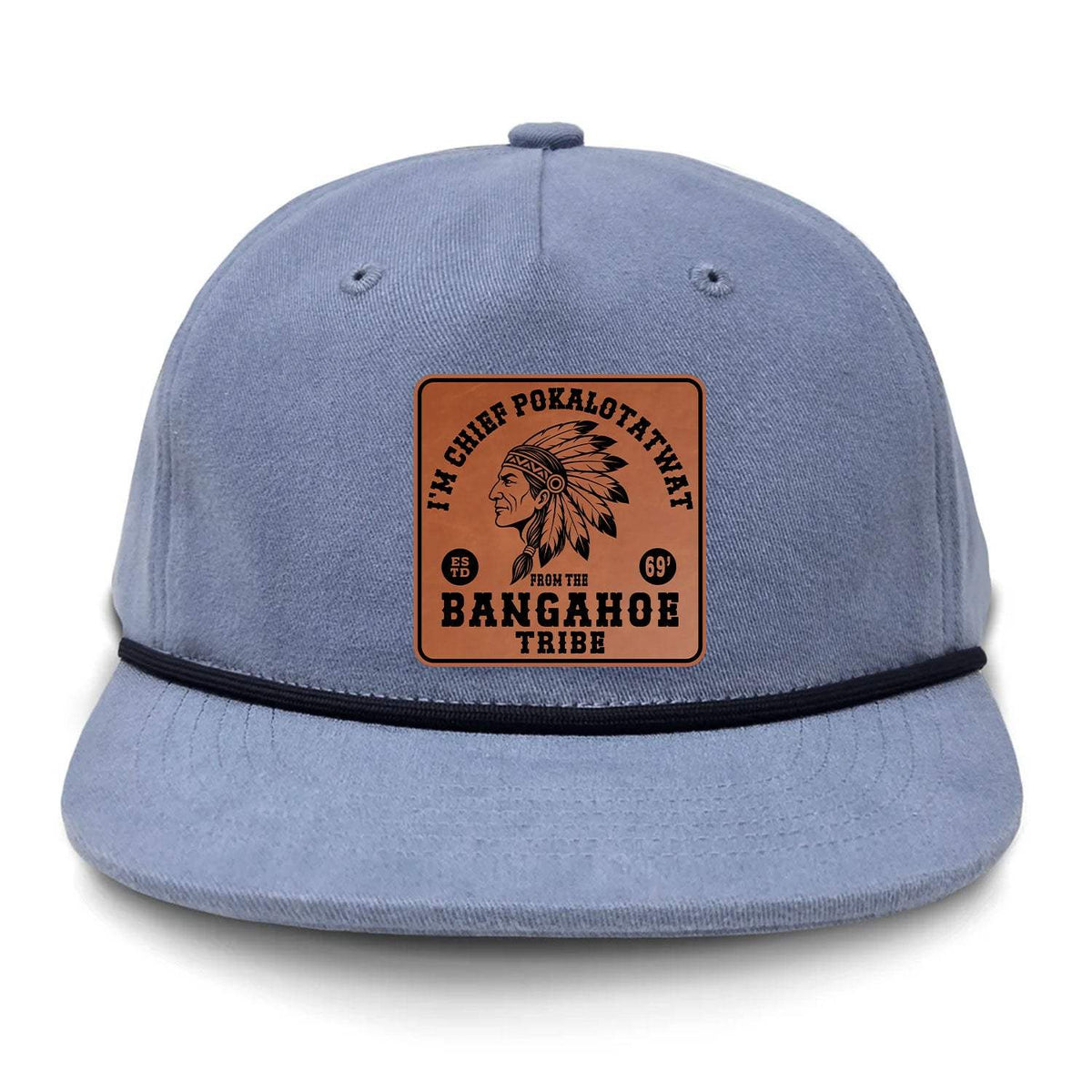 Chief Pokalotatwat Flat Bill Rope Leather Patch Hat