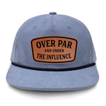 Over Par And Under The Influence Flat Bill Rope Leather Patch Hat