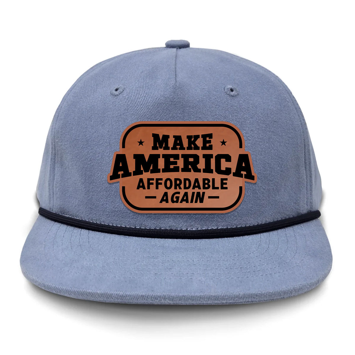 Make America Affordable Again Flat Bill Rope Leather Patch Hat