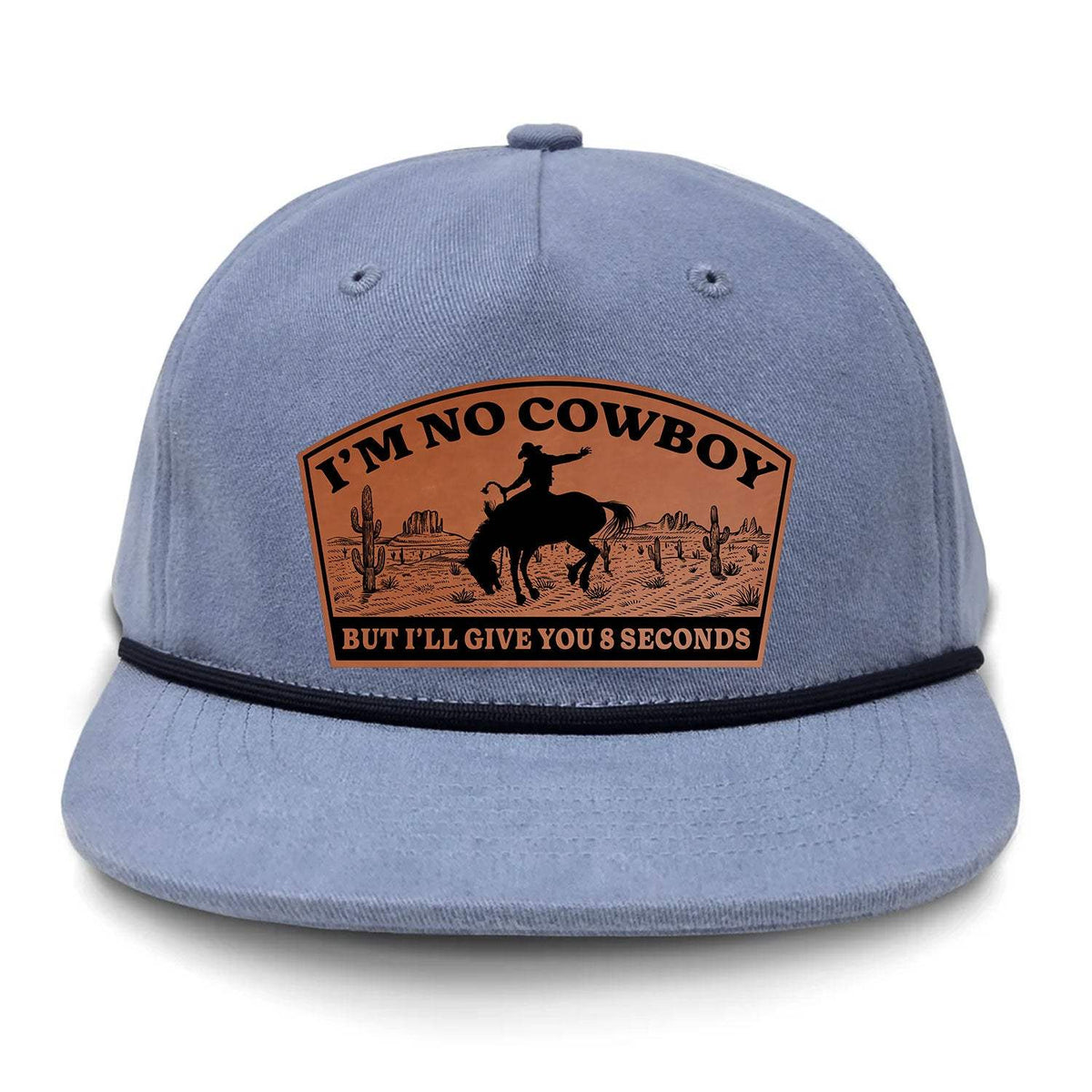 I'm NoCowboy Flat Bill Rope Leather Patch Hat