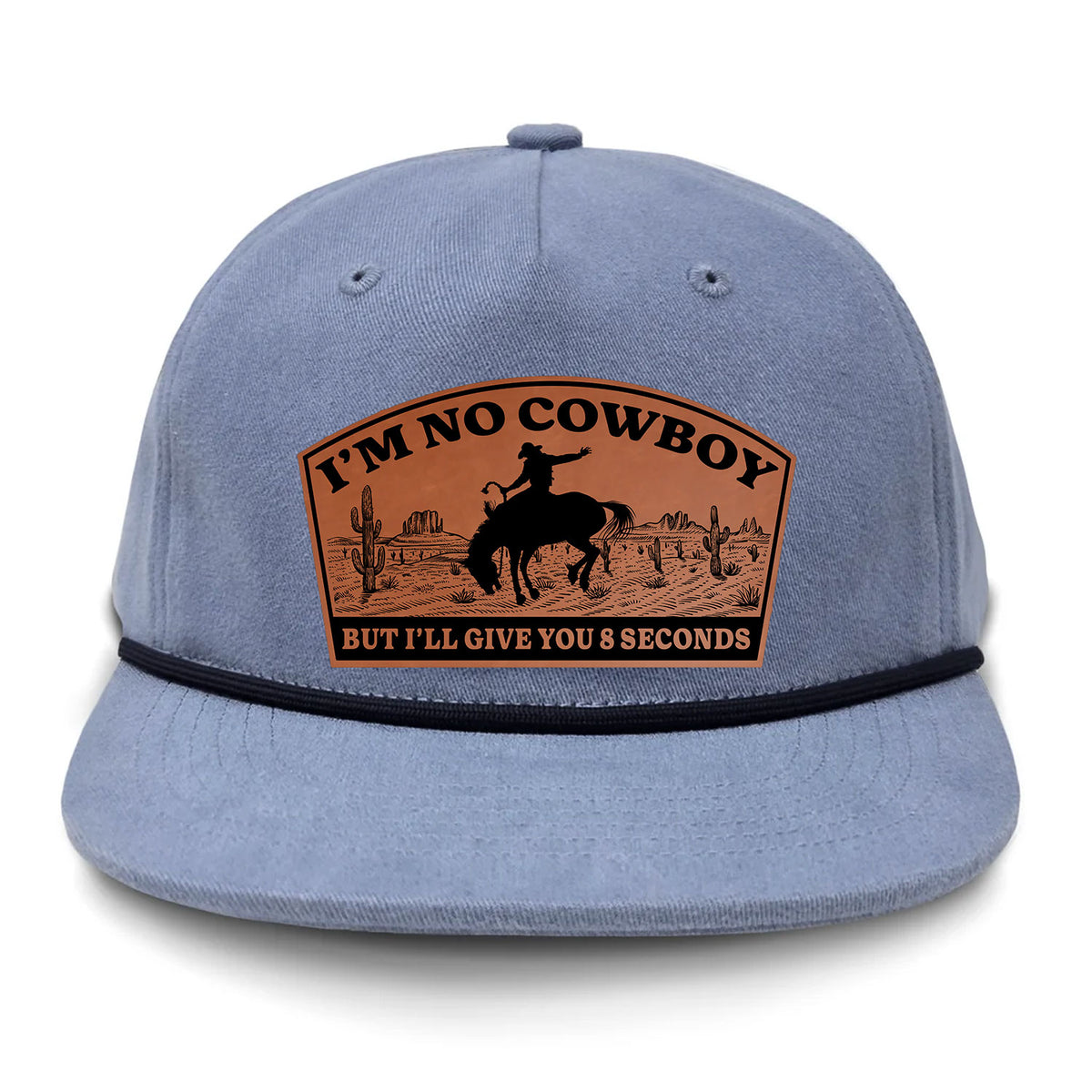 I'm NoCowboy Flat Bill Rope Leather Patch Hat