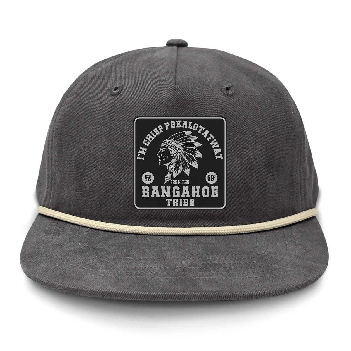 Chief Pokalotatwat Flat Bill Rope Leather Patch Hat