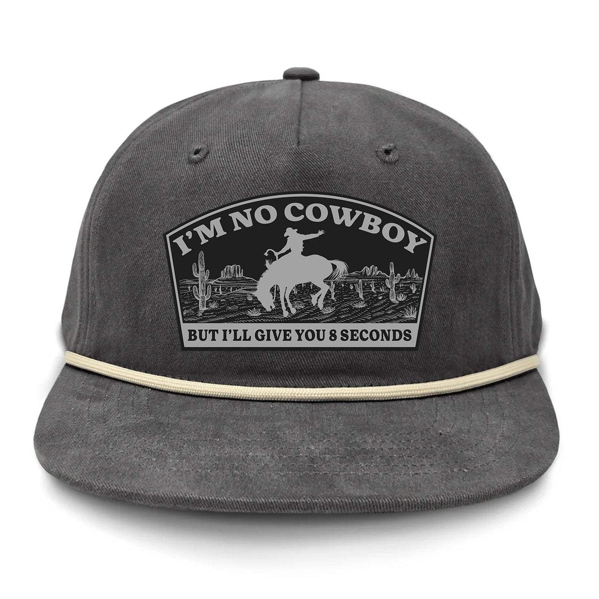 I'm NoCowboy Flat Bill Rope Leather Patch Hat