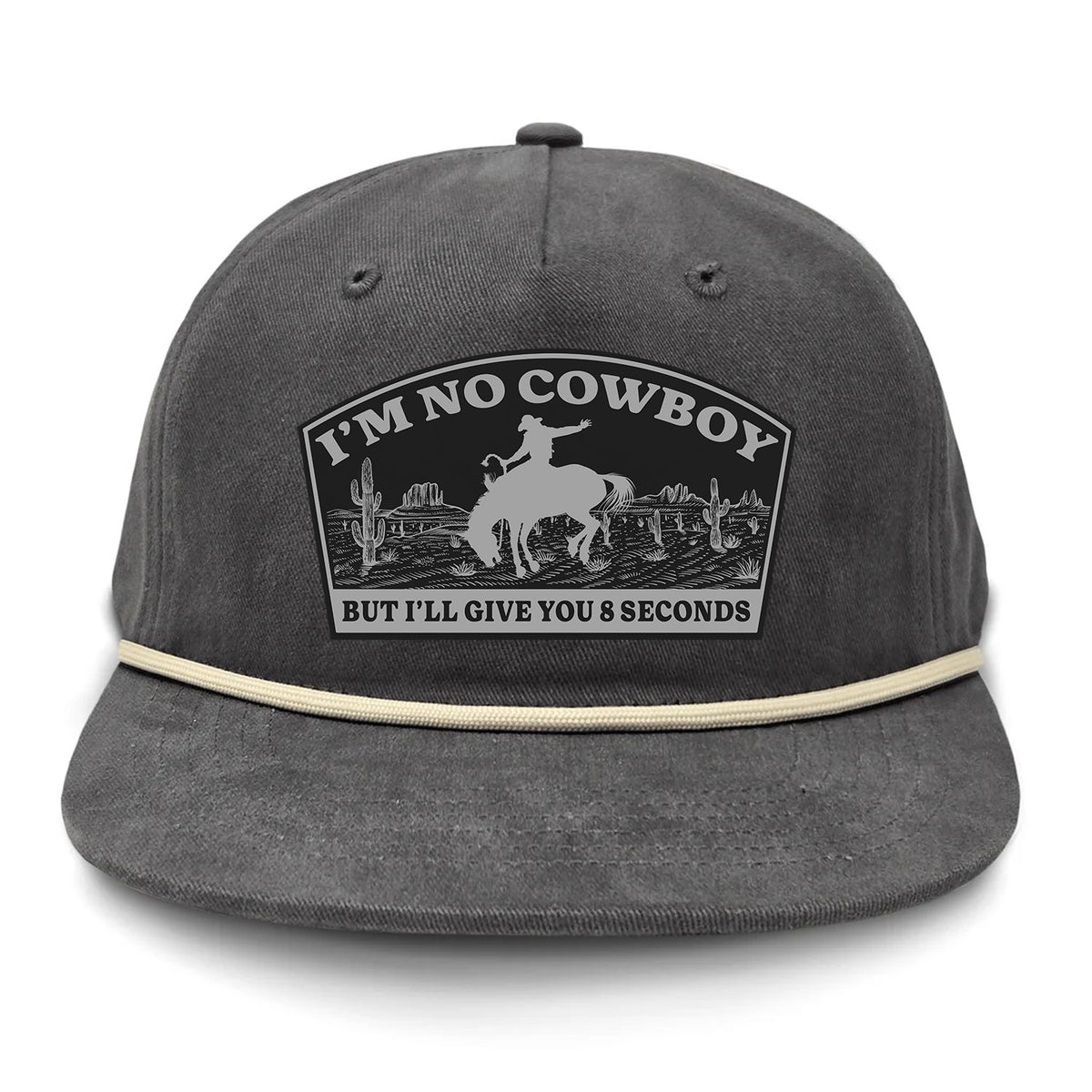 I'm NoCowboy Flat Bill Rope Leather Patch Hat