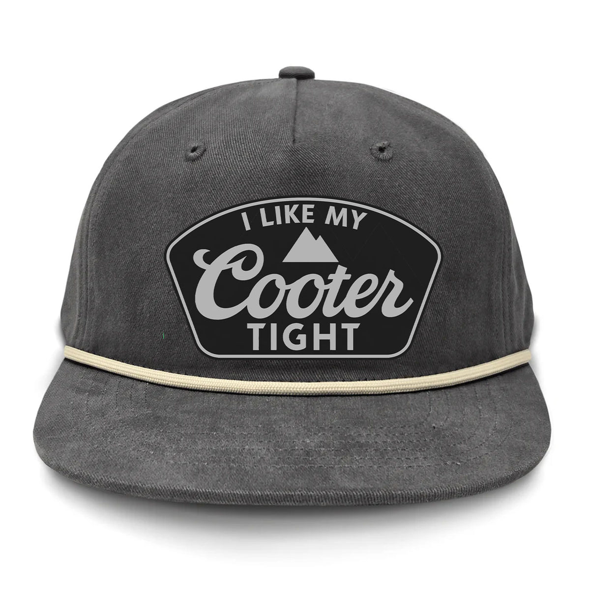 I Like My Cooter Tight Flat Bill Rope Leather Patch Hat