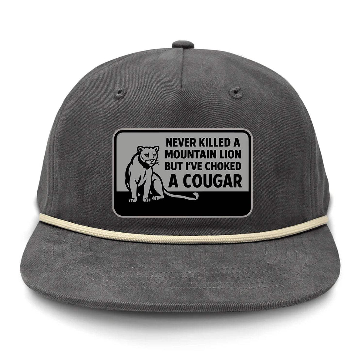 Choked A Cougar Flat Bill Rope Leather Patch Hat
