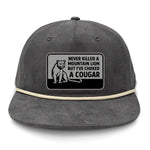 Choked A Cougar Flat Bill Rope Leather Patch Hat