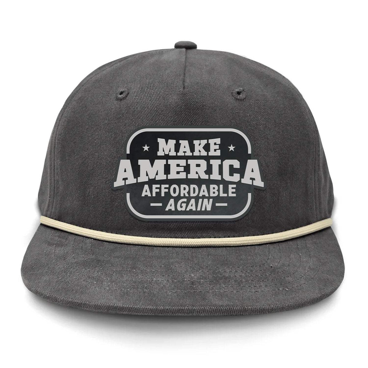 Make America Affordable Again Flat Bill Rope Leather Patch Hat