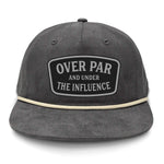 Over Par And Under The Influence Flat Bill Rope Leather Patch Hat