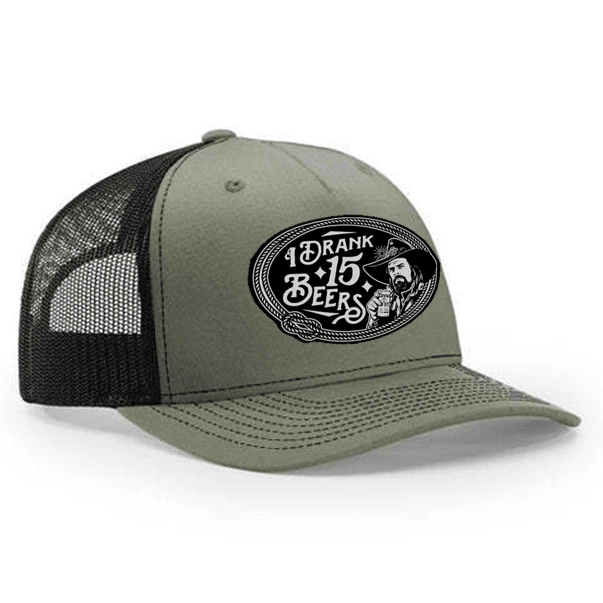 I Drank 15 Beers Leather Patch Hat - Loden / Black