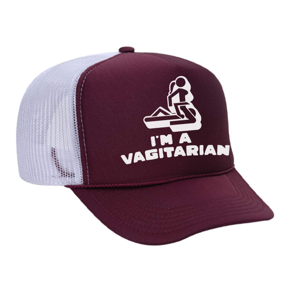 I'm A Vagitarian Foam Trucker Hat - Maroon / White
