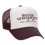 Good Whiskey Bad Decisions Foam Trucker Hat - Maroon / White