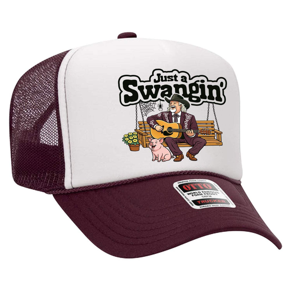 Just A Swangin' Foam Trucker Hat - Maroon / White