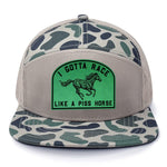 I Gotta Race Like A Piss Horse 7 Panel Hat - Marsh