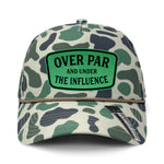 Over Par And Under The Influence Performance Leather Patch Hat