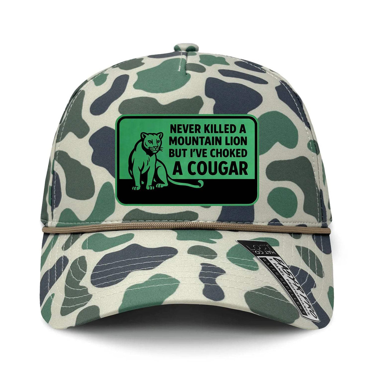 Choked A Cougar Performance Leather Patch Hat - Marsh