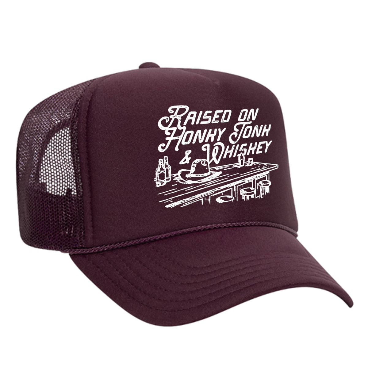 Raised On Honky Tonk & Whiskey Foam Trucker Hat