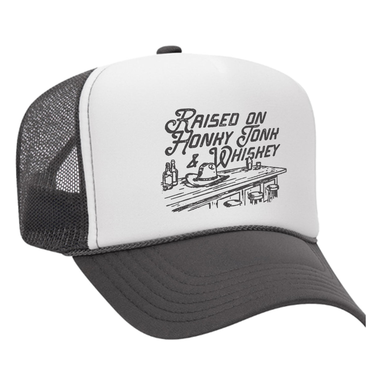Raised On Honky Tonk & Whiskey Foam Trucker Hat
