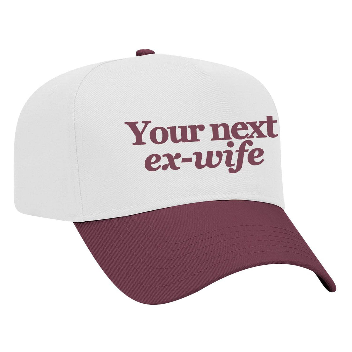 Your Next Ex-Wife Embroidered Hat - White / Maroon