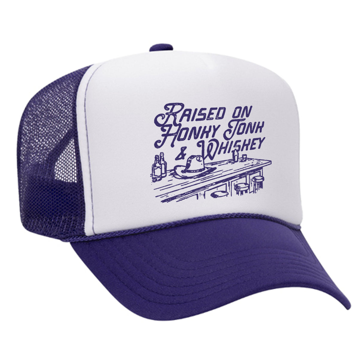 Raised On Honky Tonk & Whiskey Foam Trucker Hat