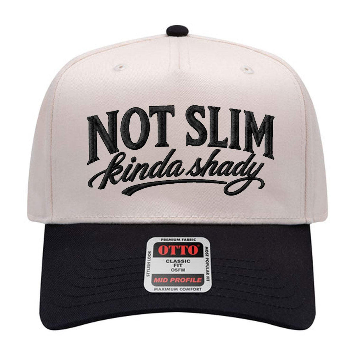 Not Slim Kinda Shady Embroidered Hat - Natural / Black