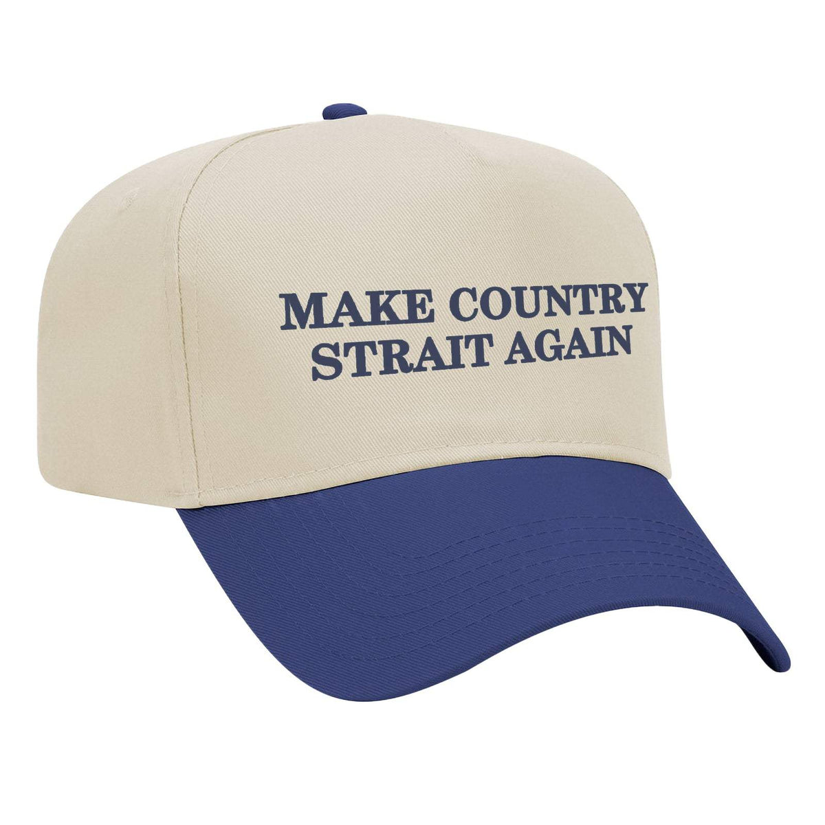 Make Country Strait Again Embroidered Mid-Profile Hat - Natural / Blue