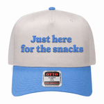 Just Here For The Snacks Embroidered Hat - Natural / Colorado / Blue