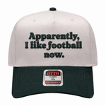 Apparently, I Like Football Embroidered Hat - Natural / Dark Green