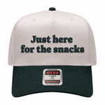 Just Here For The Snacks Embroidered Hat - Natural / Green