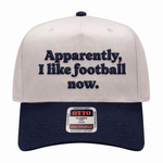 Apparently, I Like Football Embroidered Hat - Natural / Navy