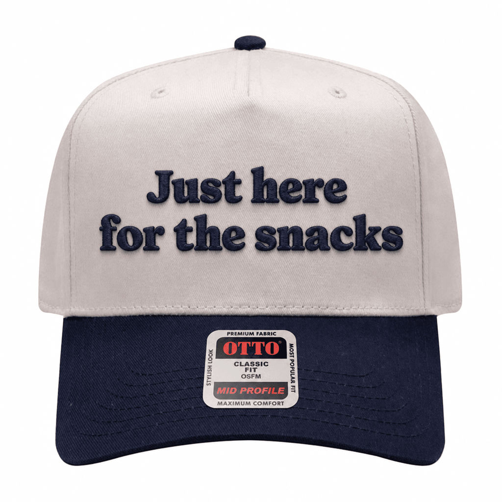 Just Here For The Snacks Embroidered Hat - Natural / Navy