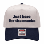 Just Here For The Snacks Embroidered Hat - Natural / Navy