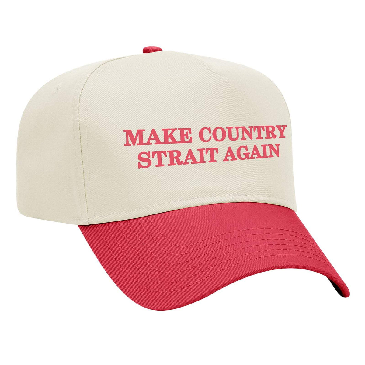 Make Country Strait Again Embroidered Mid-Profile Hat - Natural / Red