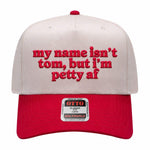 My Name Isn't Tom Embroidered Hat - Natural / Red