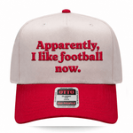 Apparently, I Like Football Embroidered Hat - Natural / Red