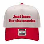 Just Here For The Snacks Embroidered Hat - Natural / Red
