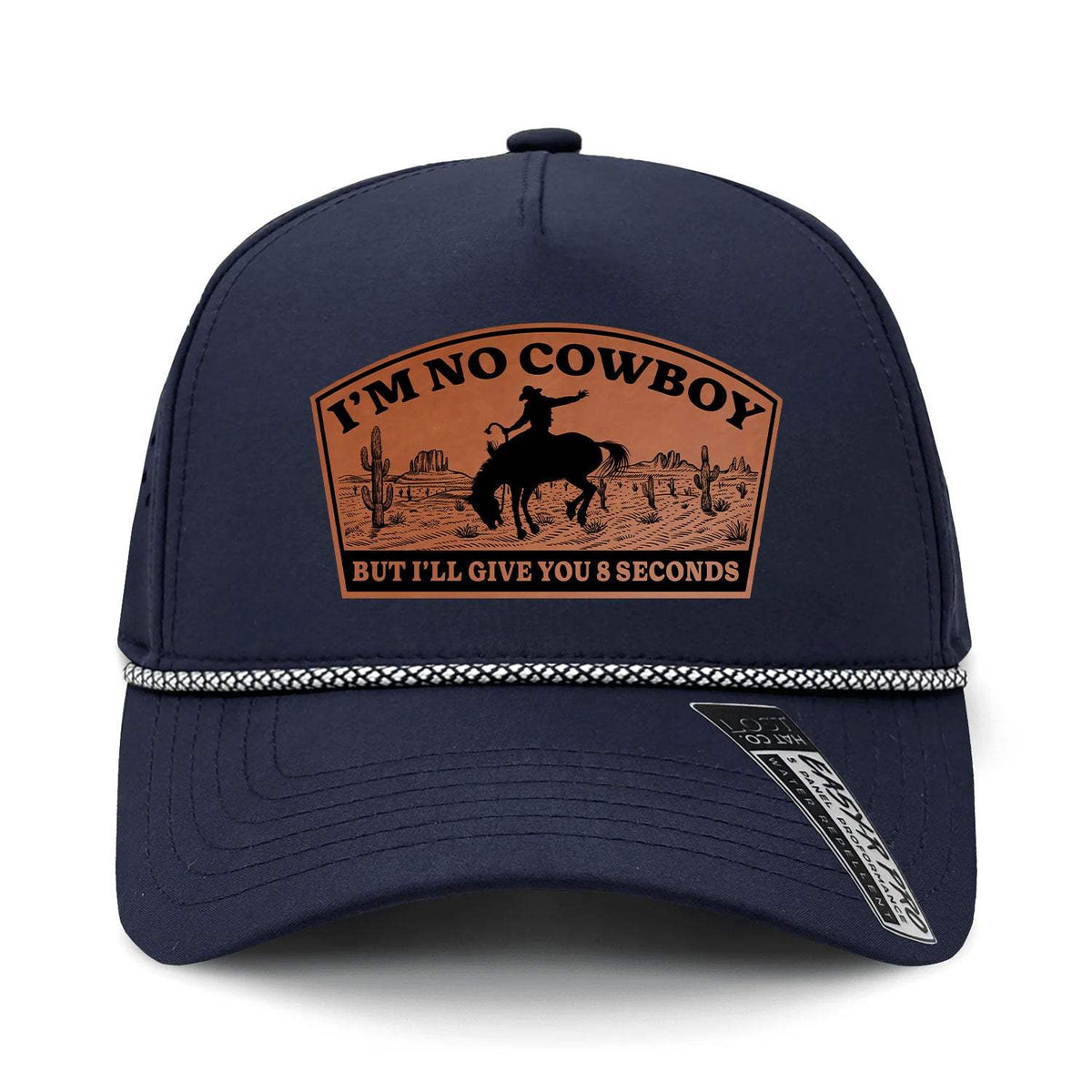 I'm No Cowboy Performance Leather Patch Hat - Navy