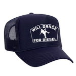 Will Dance For Diesel Foam Trucker Hat - Navy