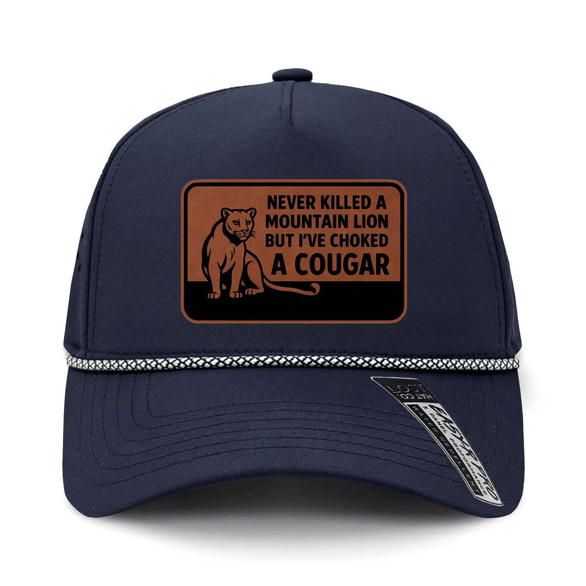 Choked A Cougar Performance Leather Patch Hat - Navy